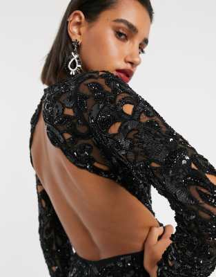 Asos edition sequin cutwork store open back mini dress