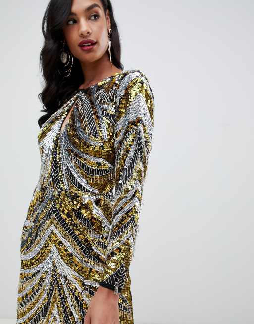 Asos sequin fringe outlet dress