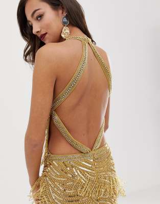 asos orange fringe dress