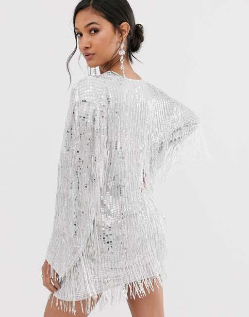 Sequin Princess Shaped Jacket in White