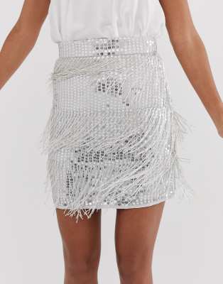 Silver sparkly tassel clearance skirt