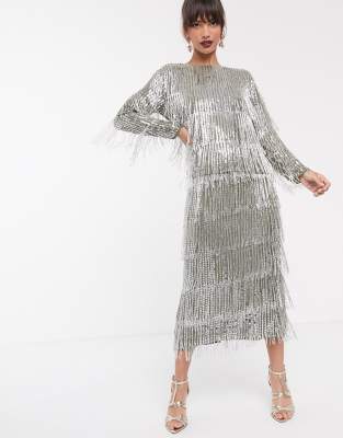 asos sequin fringe dress