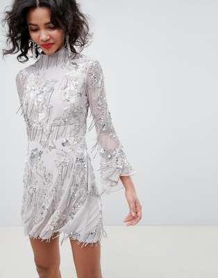 ASOS EDITION sequin fringe skater mini 