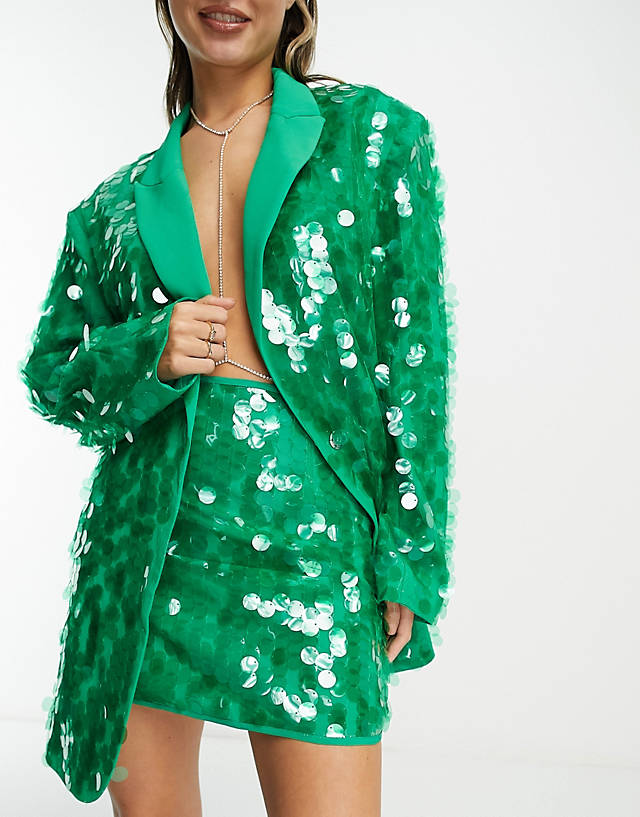 ASOS EDITION - sequin mini skirt in green