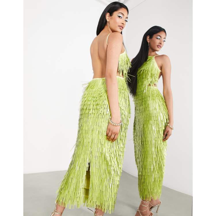 Lime green sequin outlet dress