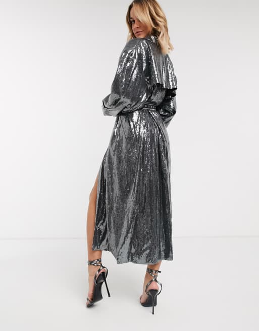 Sequin long sale coat