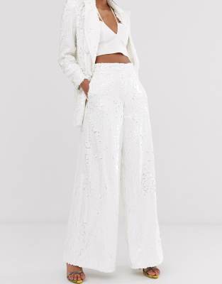 white sequin pants