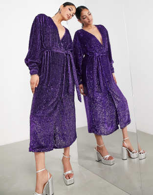 asos edition sequin wrap midi dress