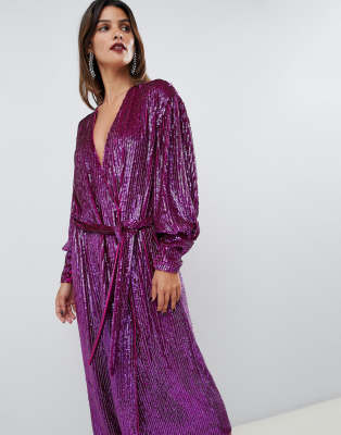 asos edition sequin wrap midi dress