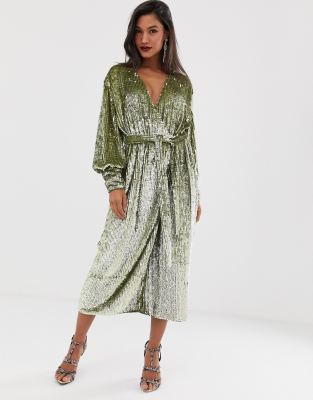 green sequin dress asos