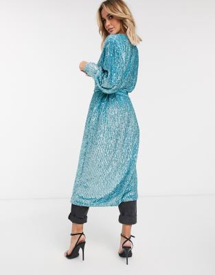 blue sequin dress asos