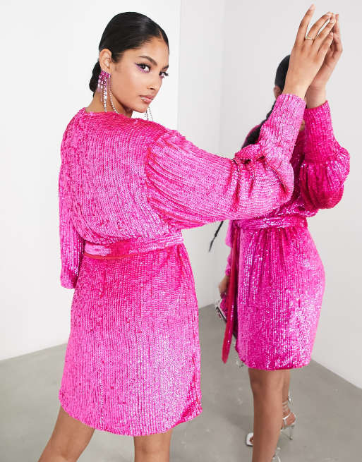 Asos pink hotsell glitter dress