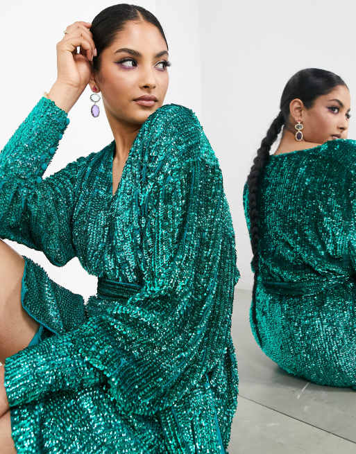 Asos sequin hotsell wrap dress