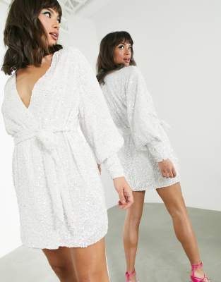 white sequin robe