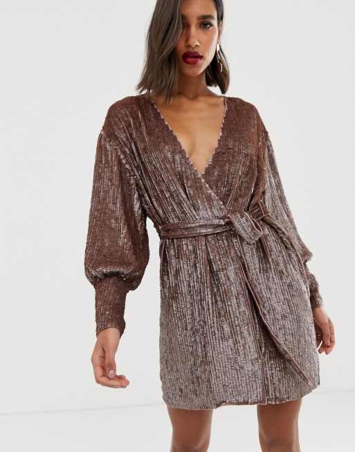 ASOS EDITION sequin wrap mini dress