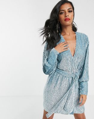 pale blue sequin dress
