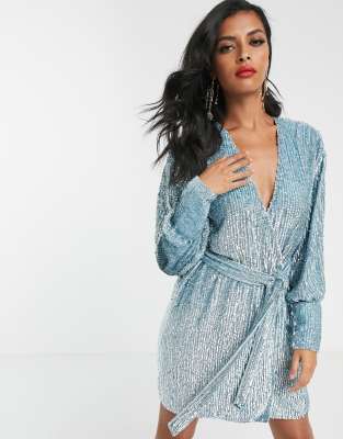 pale blue sequin dress