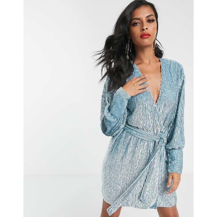 Asos edition sequin store wrap mini dress