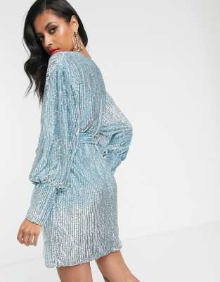 blue sequin dress asos