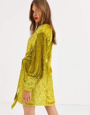 asos edition sequin wrap midi dress