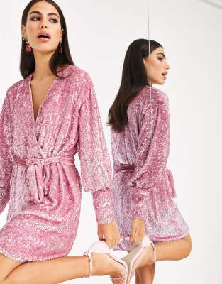 pink sequin dress asos