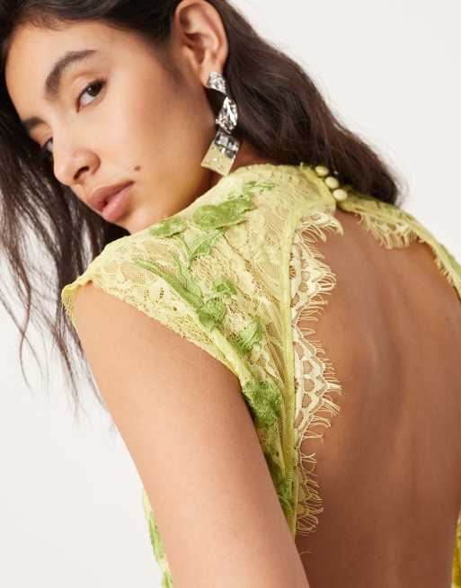 ASOS EDITION sheer embroidered floral lace open back maxi