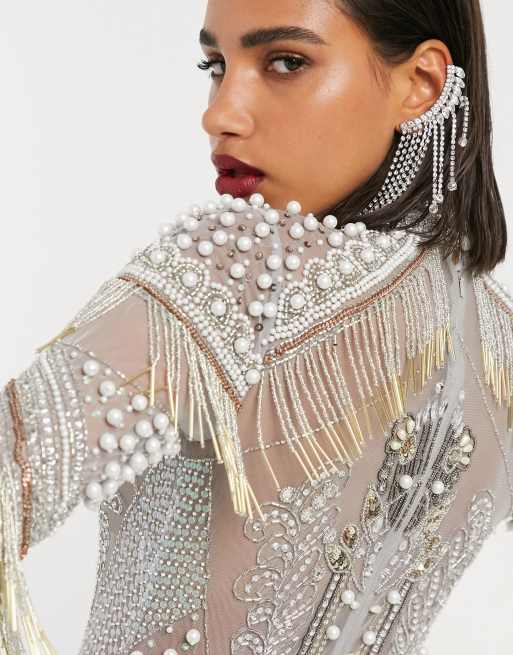 asos edition sheer mesh embellished dress ASOS EDITION sheer embroidered floral lace open back maxi dress in lime  green