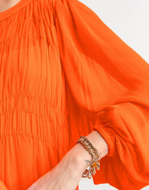 ASOS EDITION shirred bust oversized maxi dress in bright orange