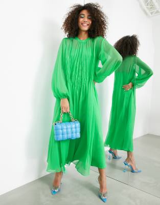 ASOS EDITION ASOS EDITION shirred front maxi dress in bright green