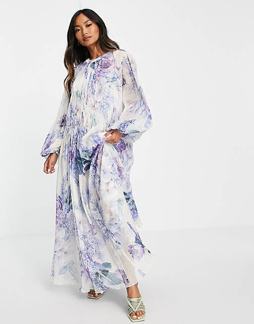 ASOS EDITION shirred front maxi dress in floral print