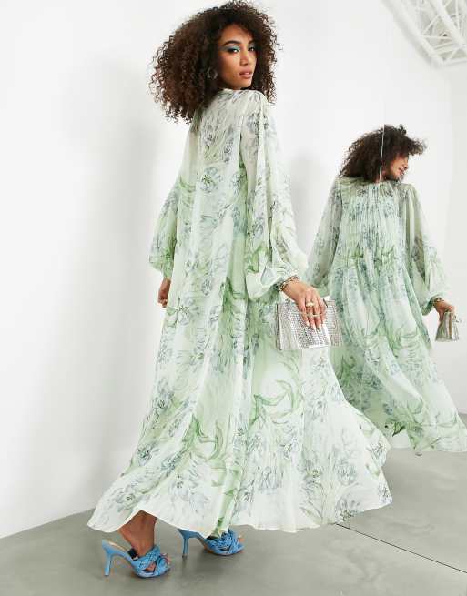 Asos green outlet floral maxi dress