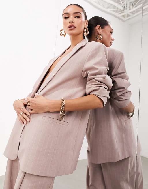 ASOS EDITION oversized blazer and wide leg pants set in stone