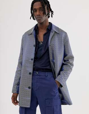 ASOS EDITION single breasted trench coat in gold print Gold