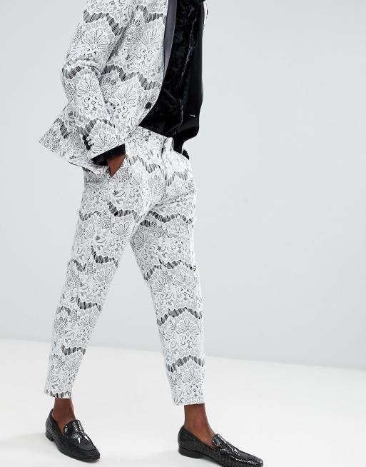 ASOS Skinny Suit Cropped Pants In White for Men