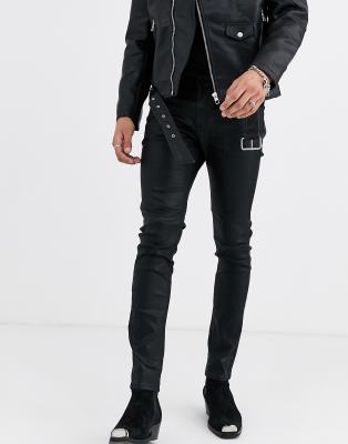 black coated leather look jeans