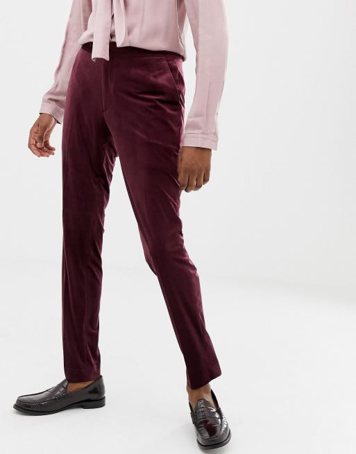 Maroon store velvet trousers