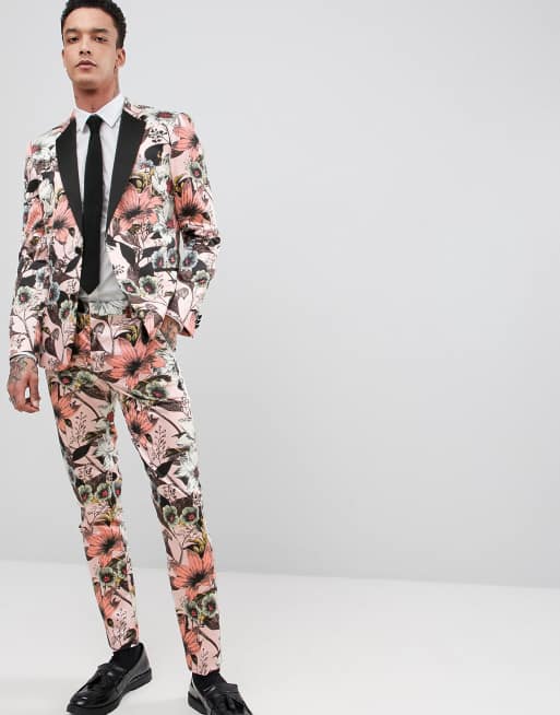 Asos pink hot sale floral suit