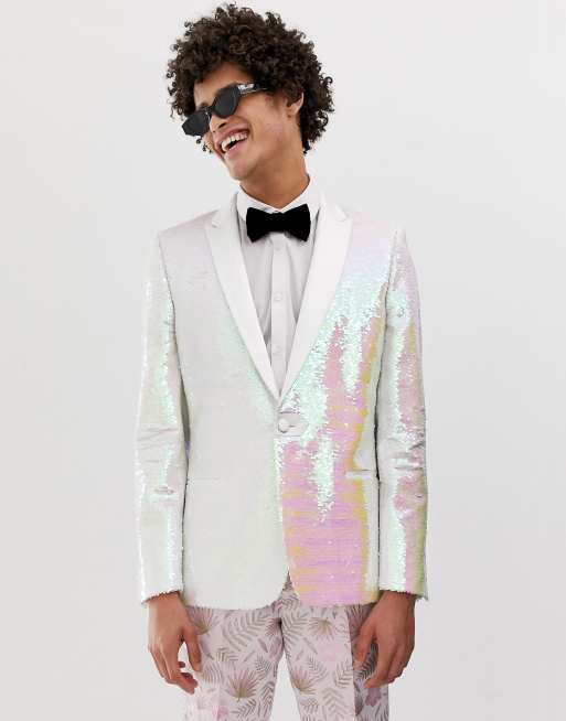 White 2025 glitter blazer