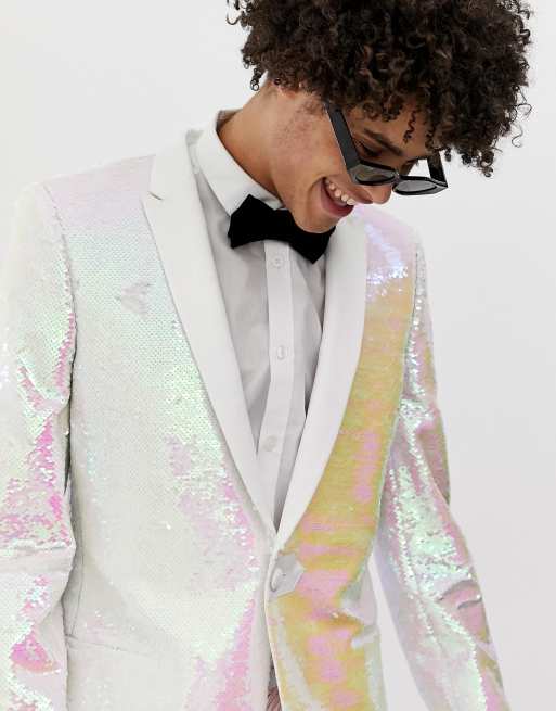 Mens white sequin on sale jacket