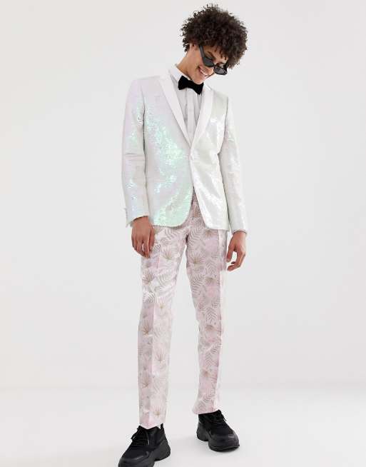 Mens white 2025 sequin jacket