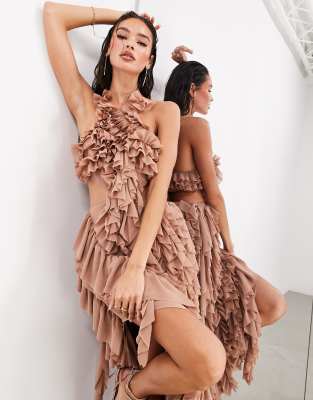 Faye Cut Out Maxi Dress, Black/ Taupe