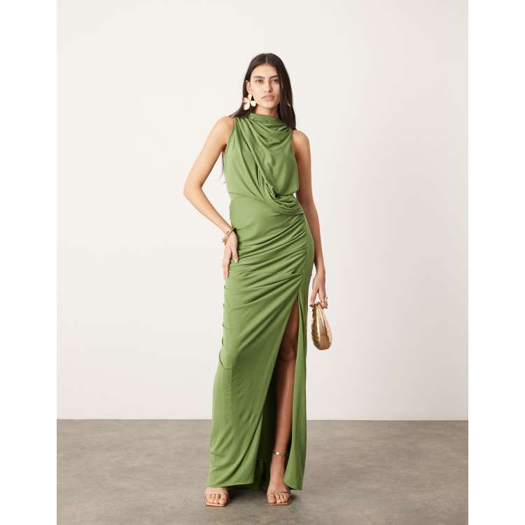 Asos edition split side plunge maxi in satin sale