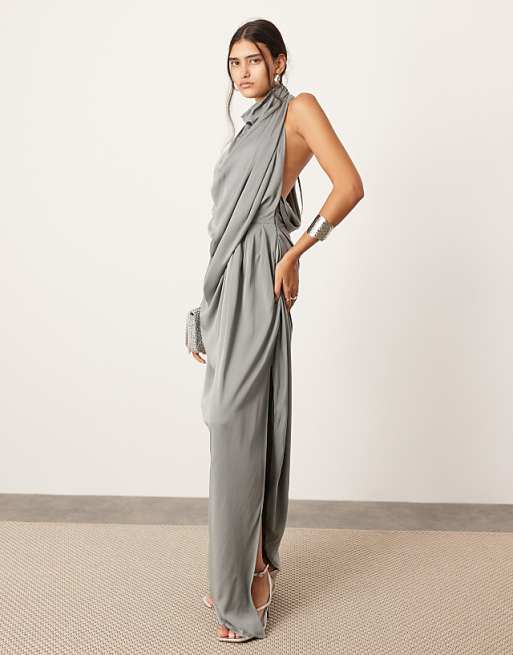 ASOS EDITION sleeveless draped slouchy halter midi dress in ASOS EDITION sleeveless draped slouchy halter midi dress in