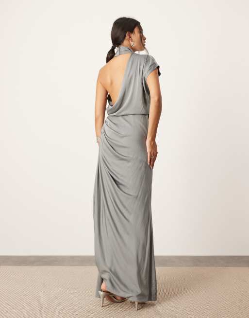 ASOS EDITION sleeveless draped slouchy halter midi dress in