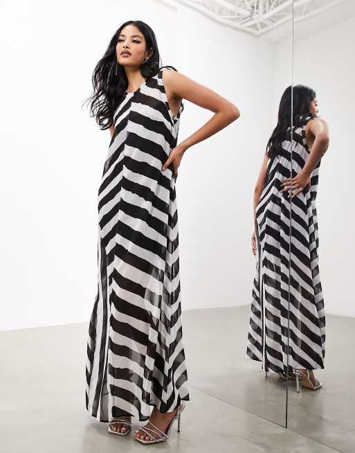 Asos stripe 2024 maxi dress