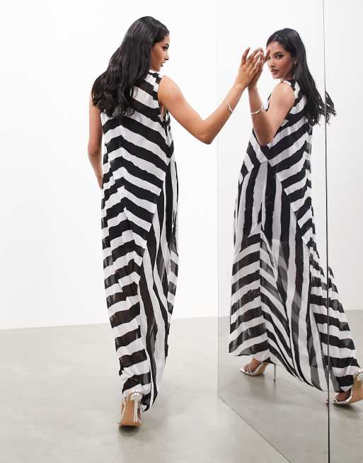 Asos striped hot sale maxi dress