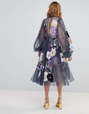 asos embellished smock midi dress