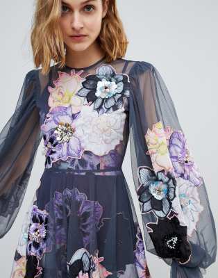 embellished smock dress