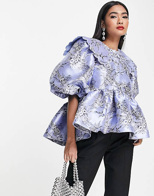 Smock Top With Collar In Floral Jacquard - ASOS
