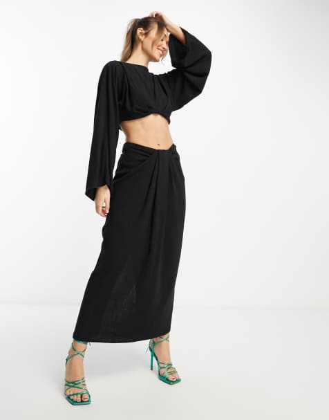 ASOS EDITION - Sort draperet maxinederdel - view 1